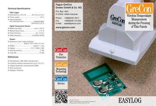 EASYLOG - Wireless Temperature Measurement during the Pressing of Thin Panels