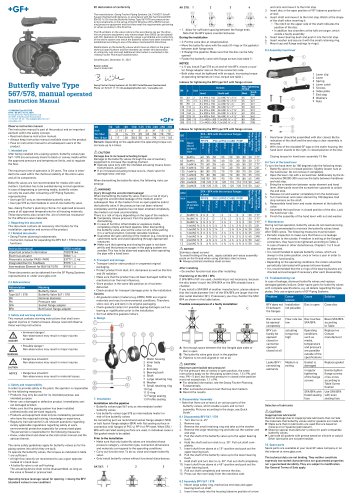 Butterfly valve Type  567/578, manual operated  Instruction Manual