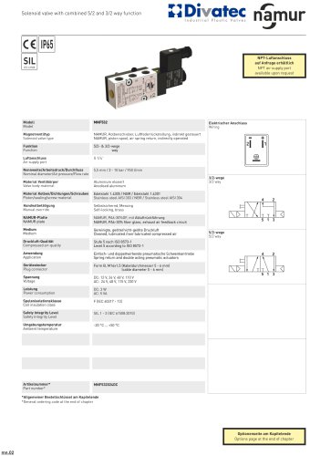 Solenoid valve with combined 5/2 and 3/2 way function
