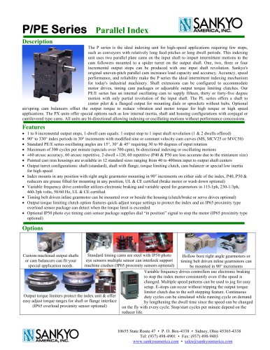 P Series, Parallel Shaft Indexer