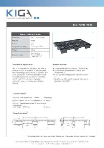 Display pallet with 9 feet