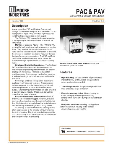 PAC and PAV AC Current and Voltage Transducers