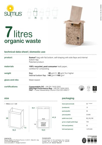 7 litres organic waste