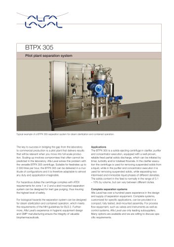 BTPX Separator - BTPX 305 S - Pilot plant separation system 