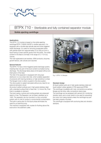 BTPX Separator - BTPX 710 - Pilot plant separation system - Alfa Laval ...