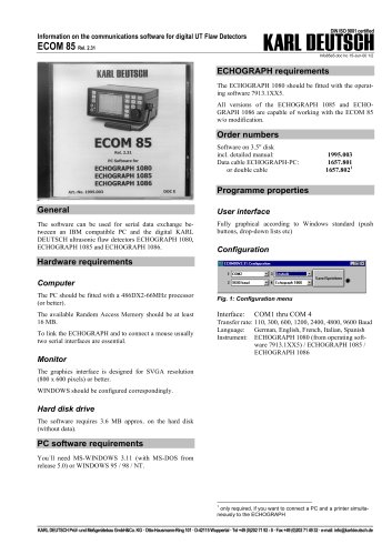 PC software for ECHOGRAPH UT flaw detectors