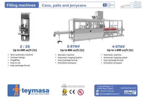 STAV / Filling machines Cans, pails and jerrycans