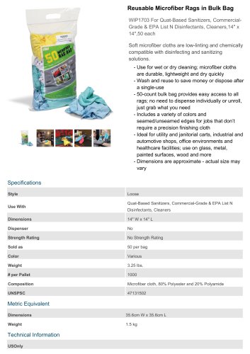 Reusable Microfiber Rags in Bulk Bag New Pig PDF Catalogs