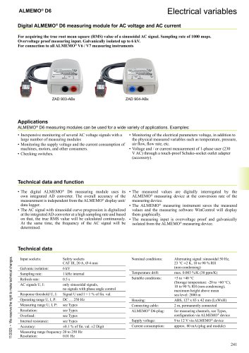 Fast digital measuring module for AC voltage, AC current, AC power 
