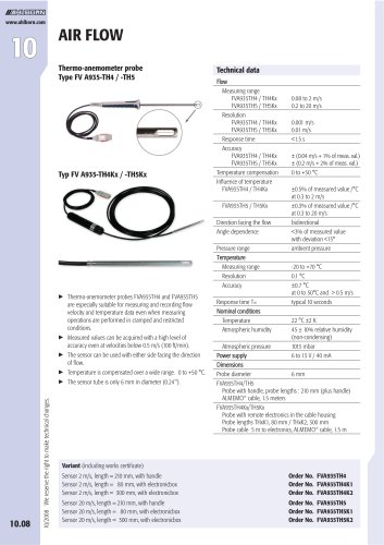 Thermo-anemometer probe Type FV A935-TH4 / -TH5