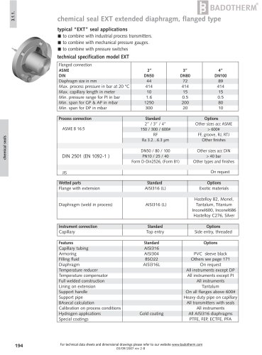 EXT - Chemical seal with extended diaphragm