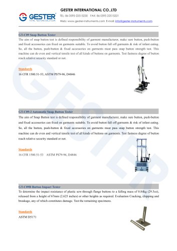 Fabric and Textile Tester Product Catalog