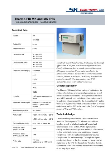 Thermo-FID MK and MK IP65