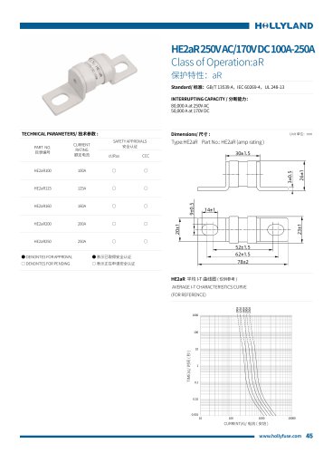 aR FUSE HE2aR 250V AC170V DC 100A-250A