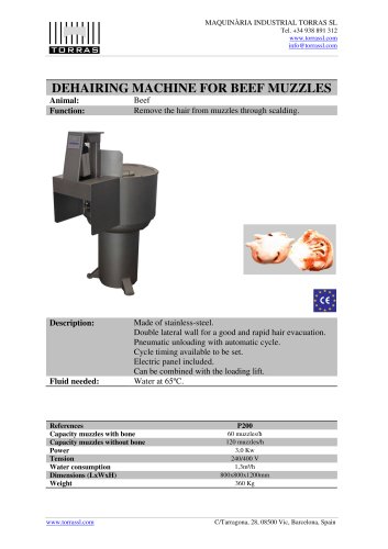 DEHAIRING MACHINE FOR BEEF MUZZLES