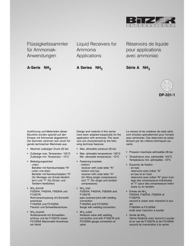 Liquid Receivers for Ammonia Applications - A Series NH3  DP-331-1