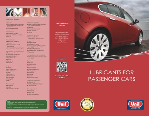 LUBRICANTS FOR PASSENGER CARS