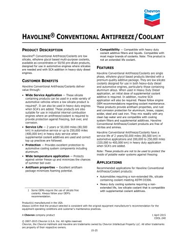 HAVOLINE® CONVENTIONAL ANTIFREEZE/COOLANT