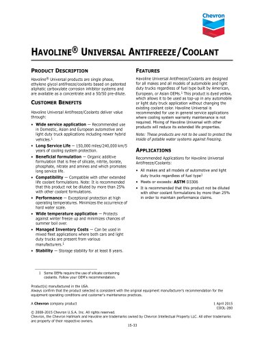 HAVOLINE® UNIVERSAL ANTIFREEZE/COOLANT
