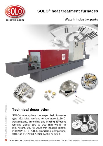 SOLO® heat treatment furnaces for watch industry parts