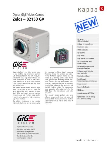 Kappa High definition camera with GigE Vision interface