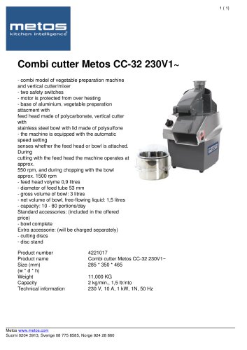 Combi cutter Metos CC-32 230V1~