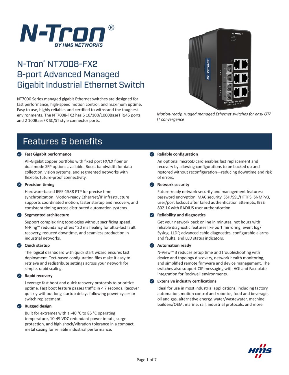 N-Tron&reg; NT7008-FX2 - HMS Networks