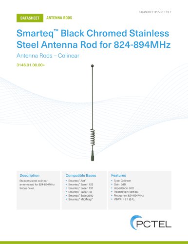 Smarteq&trade; Black Chromed Stainless  Steel Antenna Rod for 824-894MHz