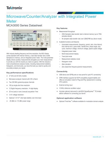 Microwave/Counter/Analyzer with Integrated Power Meter MCA3000 Series Datasheet