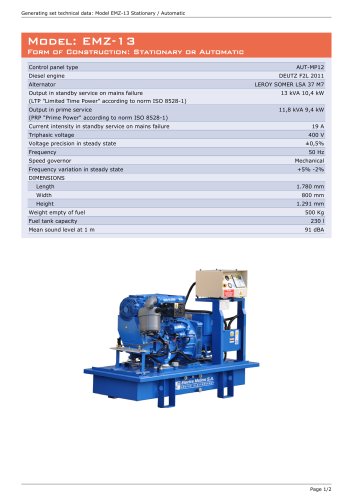 Model: EMZ-13, Form of Construction: Stationary or Automatic