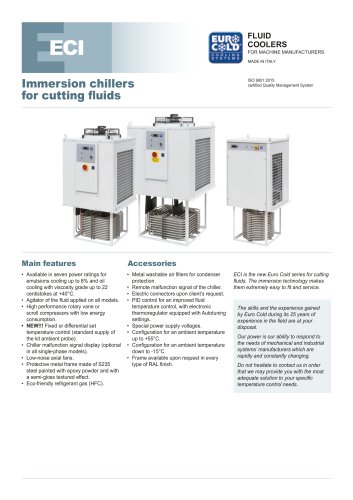 Immersion chillers for cutting fluids