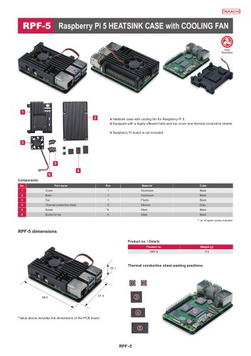 RPF-5 - Raspberry Pi 5 HEATSINK CASE with COOLING FAN