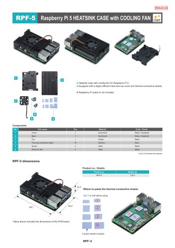 RPF-5 - Raspberry Pi 5 HEATSINK CASE with COOLING FAN