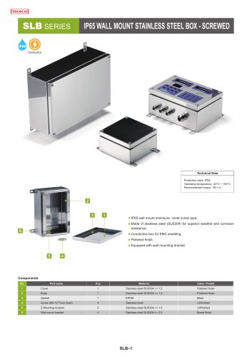 SLB series - IP65 WALL MOUNT STAINLESS STEEL BOX