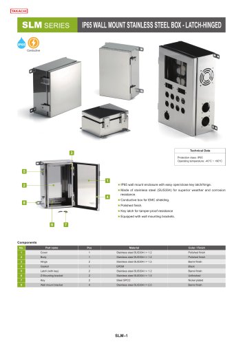 SLM series - IP65 WALLMOUNT HINGED STAINLESS STEEL BOX