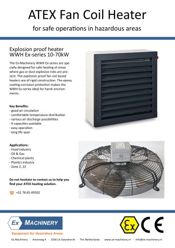 ATEX Fan Coil Heater WWH-EX Series