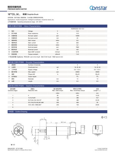 Constar 12V DC Coreless Gearmotor With Encoder 16xxC5&hellip;M&hellip;