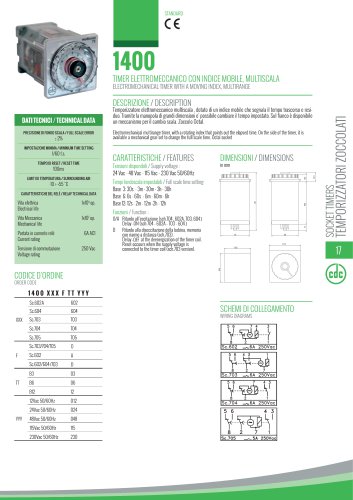 1400 ELECTROMECHANICAL TIMER WITH A MOVING INDEX, MULTIRANGE