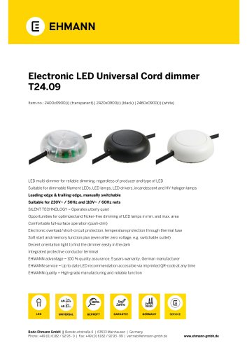 Electronic LED Universal Cord dimmer T24.09