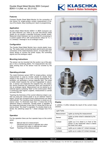 Klaschka_Double Sheet Metal Control BDK Compact (6 pages)