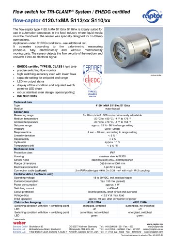 Data sheet flow-captor 4120.1xMA S113 S110