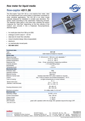 Data sheet flow-captor 4311.30