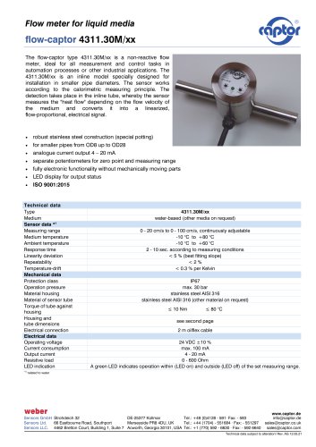 Data sheet flow-captor 4311.30M