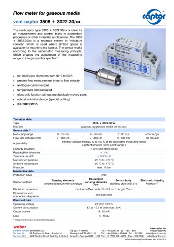 Data sheet vent-captor 3506+ 3022.30/xx