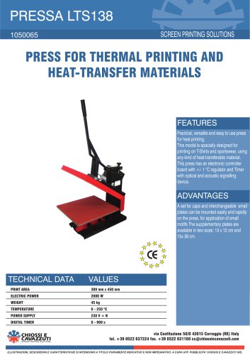 PRESS FOR THERMAL PRINTING AND HEAT-TRANSFER MATERIALS