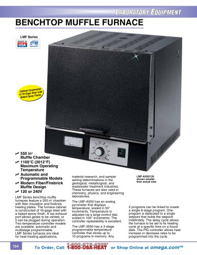 Benchtop Muffle Furnace with a 550 Cubic Inch Chamber LMF Series