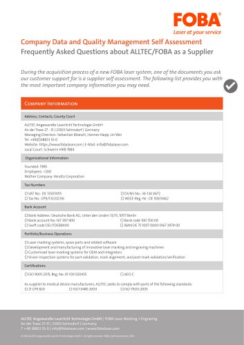 Company Data and Quality Management Self Assessment