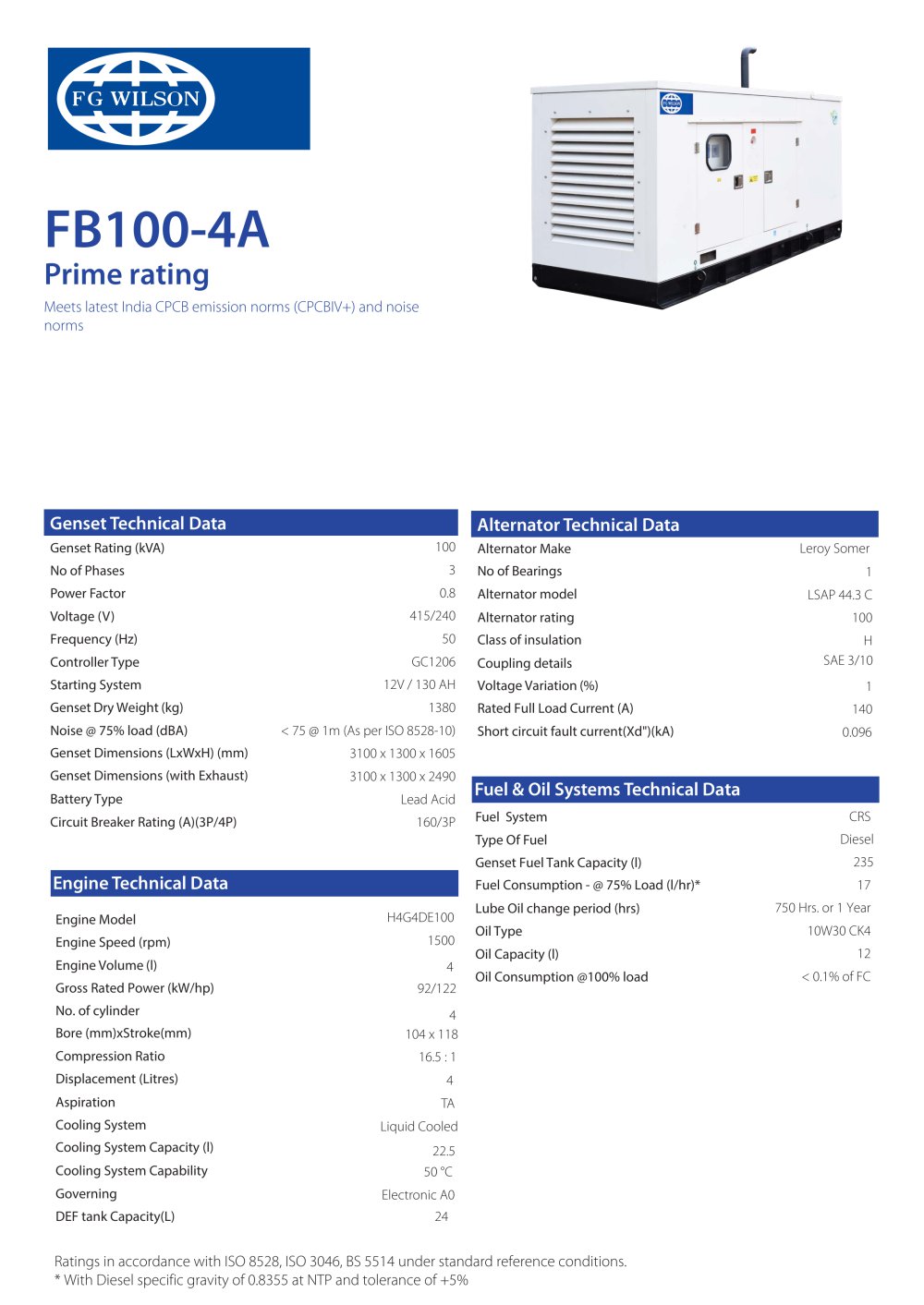 FB100-4A Datasheet - FG WILSON