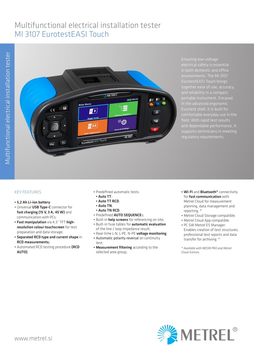MI 3107 EurotestEASI Touch EN - METREL