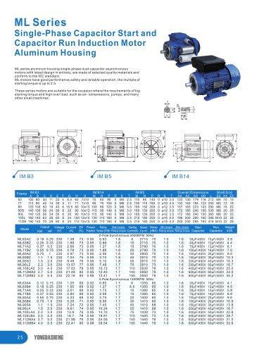 ML Series Single-Phase Capacitor Start and Capacitor Run Induction Motor Aluminum Housing